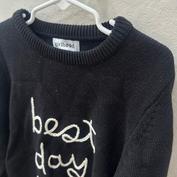 Little Stocking Co Girlhood Best Day Ever Black Knit Sweater - Picture 2 of 7